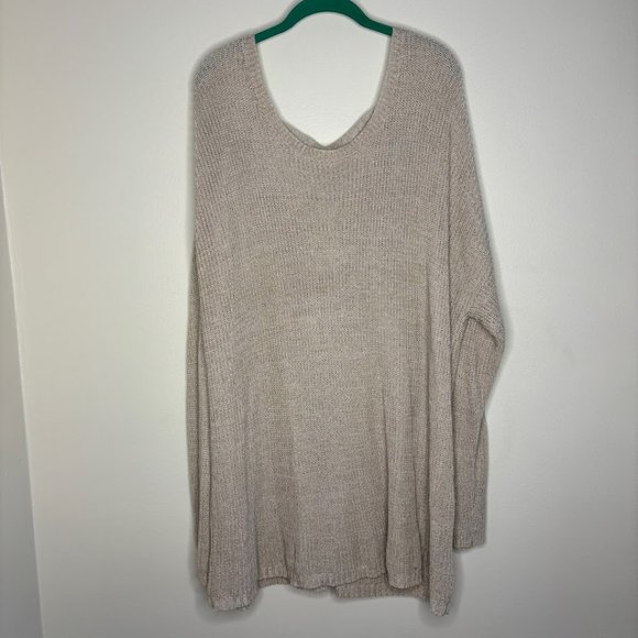 Torrid Womens tunic sweater tan thin knit 10/12 long sleeve bar back stretch 4 - Picture 1 of 6